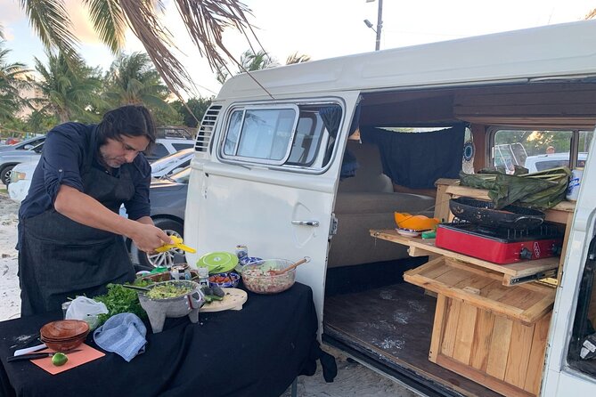 Cancun Beach Seafood Barbecue Class in a Kombi - A semi-private beach BBQ where you actually cook