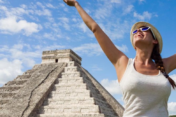 Chichen Itza Premium - Cenote Saamal: stairs, sunlight, and cold water reality