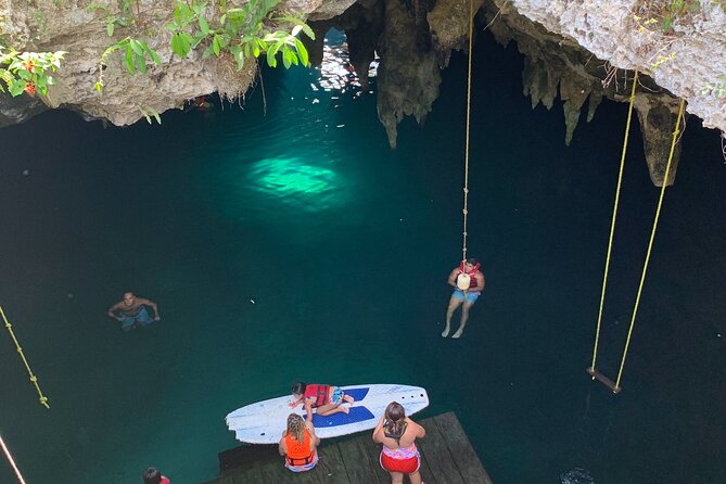 Family ATV Cenote Five Zip Lines Photos Taco Lunch Tequila Taste - Cenote Cave Lagoon: Life Jackets, Jump Options, and Water Choices