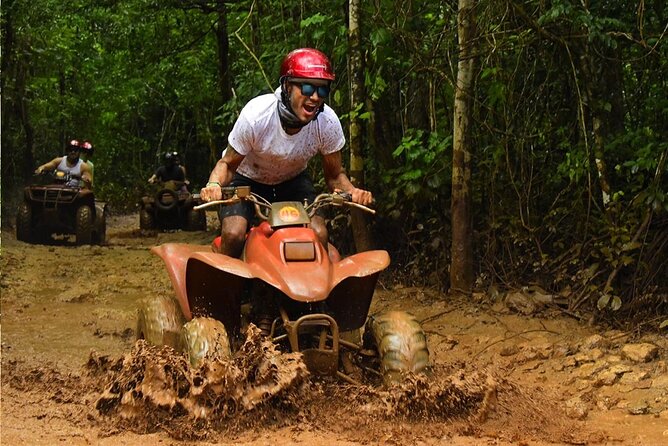 Horseback Riding + ATV + Cenote + Zip-Line from Cancun and Playa del Carmen - Zip-line over the ranch: gear on, guides in front