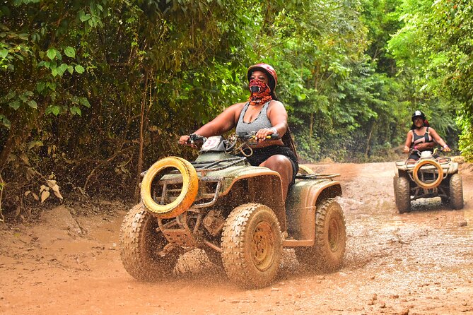 Horseback Riding plus ATV, Cenote, Ziplines, and Lunch - Ziplining through the tropical forest: four runs, real platform time