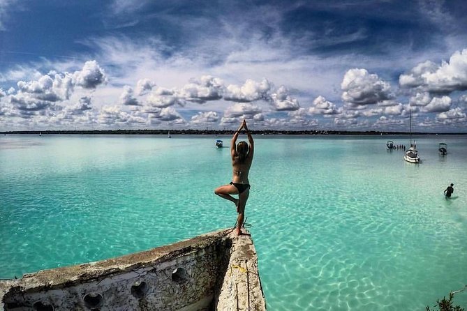 Magical BACALAR TOUR with Pontoon Boat ride. (Transportation + Breakfast + Food) - Lunch in Bacalar Town: Fort Panoramas and the BACALAR Photo Stop