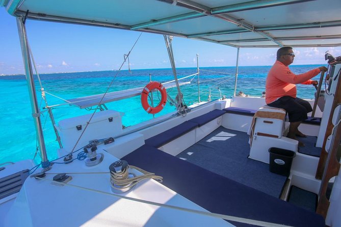Private Catamaran from Cancun to Isla Mujeres | For up to 40 pp - Museo Subacuatico de Arte Snorkeling: Art Meets Manchones Reef