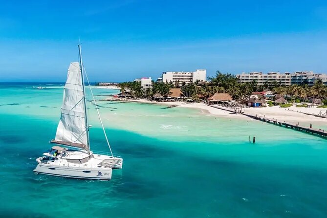 Private Luxury Catamaran Cancun to Isla Mujeres | For up to 30 pp - Where it starts: Marina Las Perlas and the 30-minute check-in