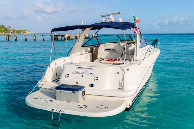SeaRay 43ft Isla Mujeres, Snorkelling and more!! - White-Sand Water Stop: Photos First, Snorkeling When Conditions Are Right